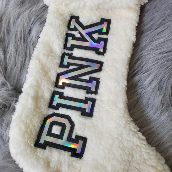 PINK | 2017 Collectible White Sherpa Stocking - Picture 2 of 5